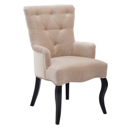 Eleganckie krzesło pikowane z podłokietnikami w stylu classic JERSEY - tkanina Yougo A2, nogi 99 PM